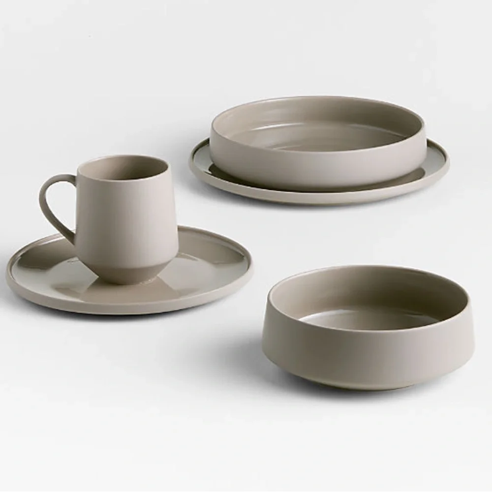 New! Crate&Barrel Porcelain Dinner Plate in Taupe